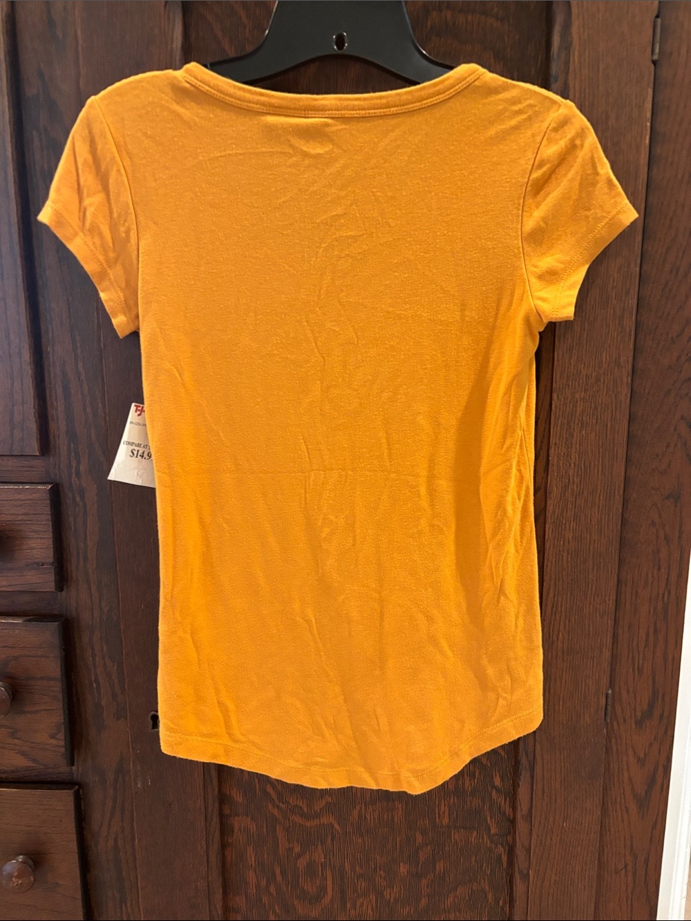 Cynthia Rowley Mustard V-Neck Short Sleeve Top - Picture 4 of 4